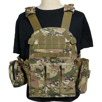 SINAIRSOFT Tactical Vest Plate Carrier Molle Airsoft Combat Assault Gear w/ Pouch