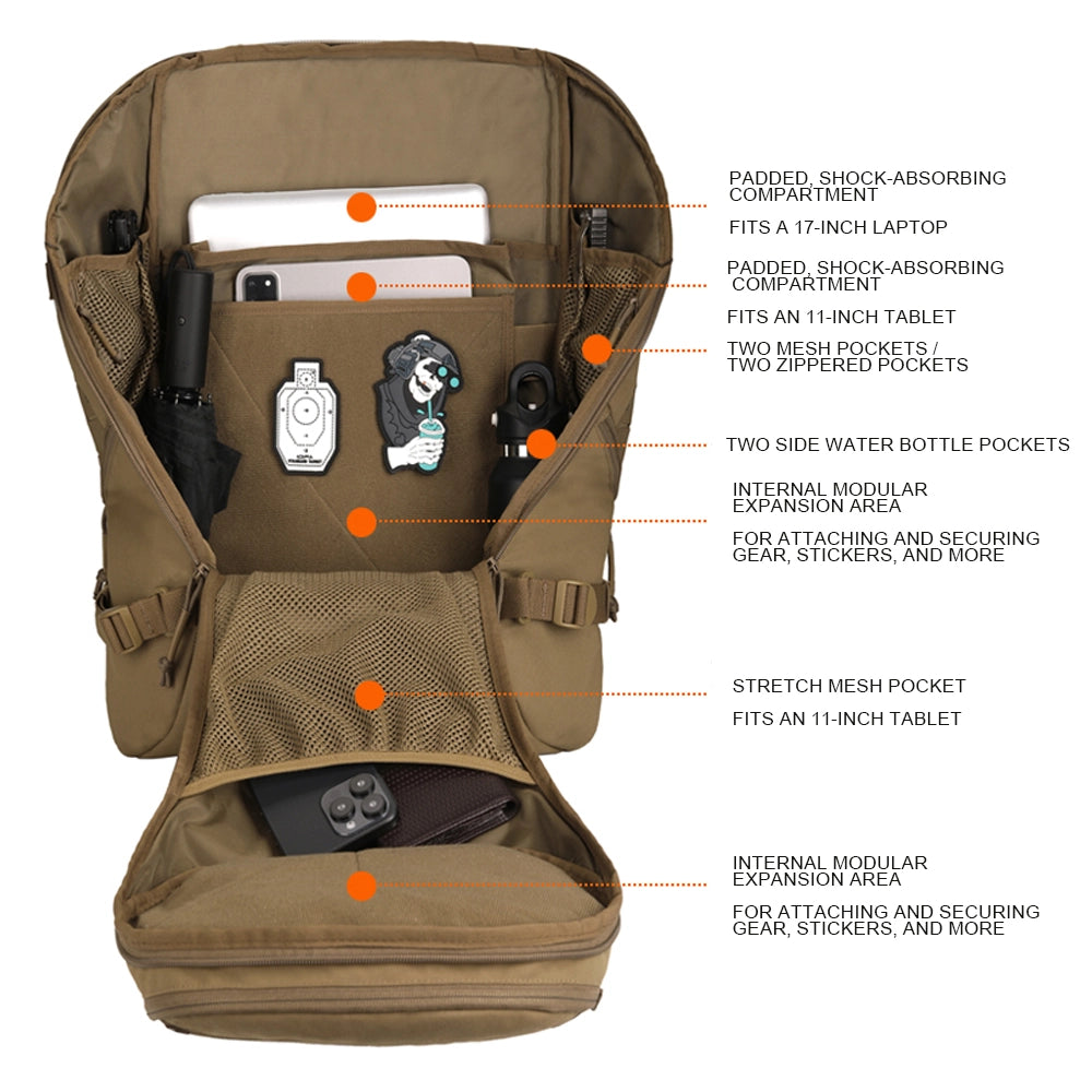 حقيبة ظهر هجومية SINAIRSOFT بقص ليزر MOLLE مقاس 17 بوصة للاستخدام اليومي