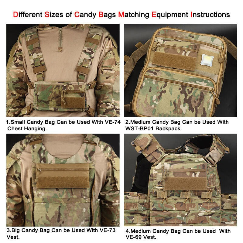 SINAIRSOFT Tactical Front Pouch Zipper Bag Portable Storage Pack