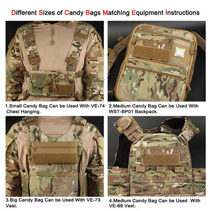 SINAIRSOFT Tactical Front Pouch Zipper Bag Portable Storage Pack