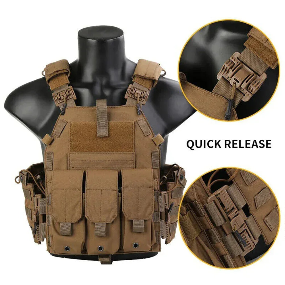 سترة Emersongear التكتيكية 6094K سريعة التحرير بنظام MOLLE مع حقيبة مخازن