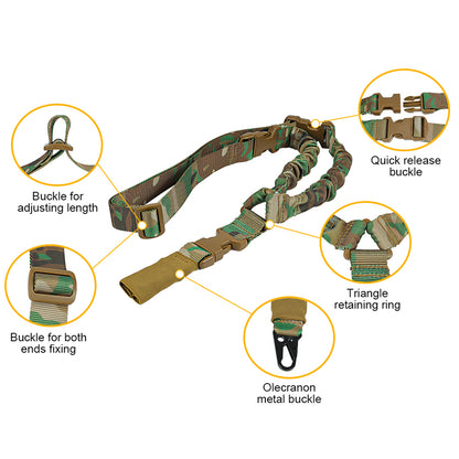 SINAIRSOFT Tactical 1 One Single Point Rifle Sling Bungee Airsoft AEG Gun Strap