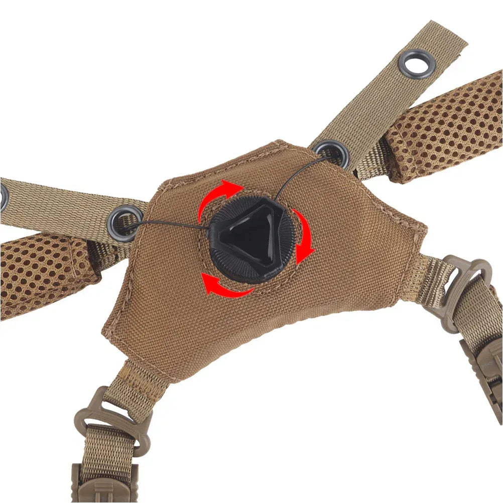 نظام تعليق خوذة تكتيكية بقرص من SINAIRSOFT، حزام ذقن قابل للتعديل