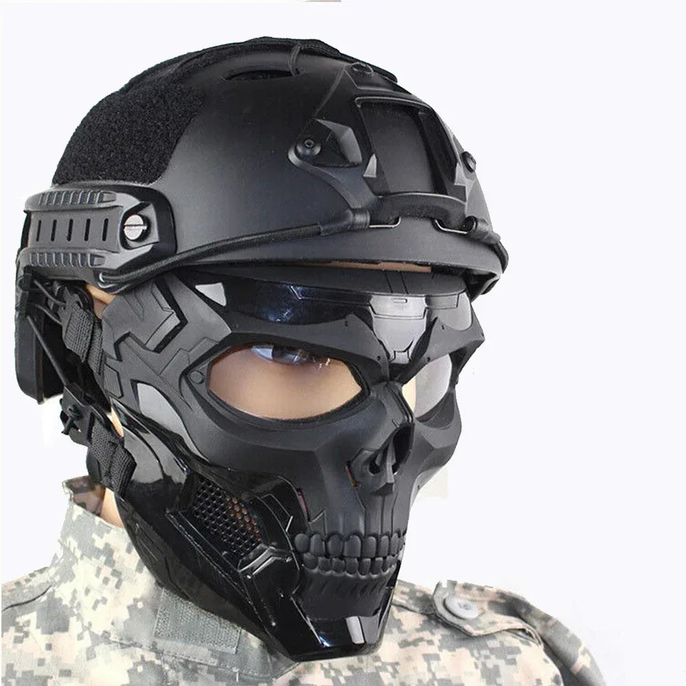 قناع SINAIRSOFT Skull التكتيكي للعبة الأيرسوفت، قناع وجه كامل واقٍ CS للخوذة