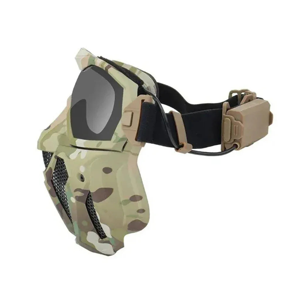قناع وجه كامل تكتيكي مضاد للضباب من SINAIRSOFT مع مروحة وعدسة ونصف قناع وجه (مجموعة)