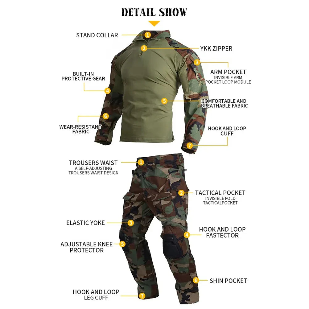 EMERSONGEAR E3 Tactical Mens Shirt Hunting Tops Clothing E3 Camoflage Combat Shirt