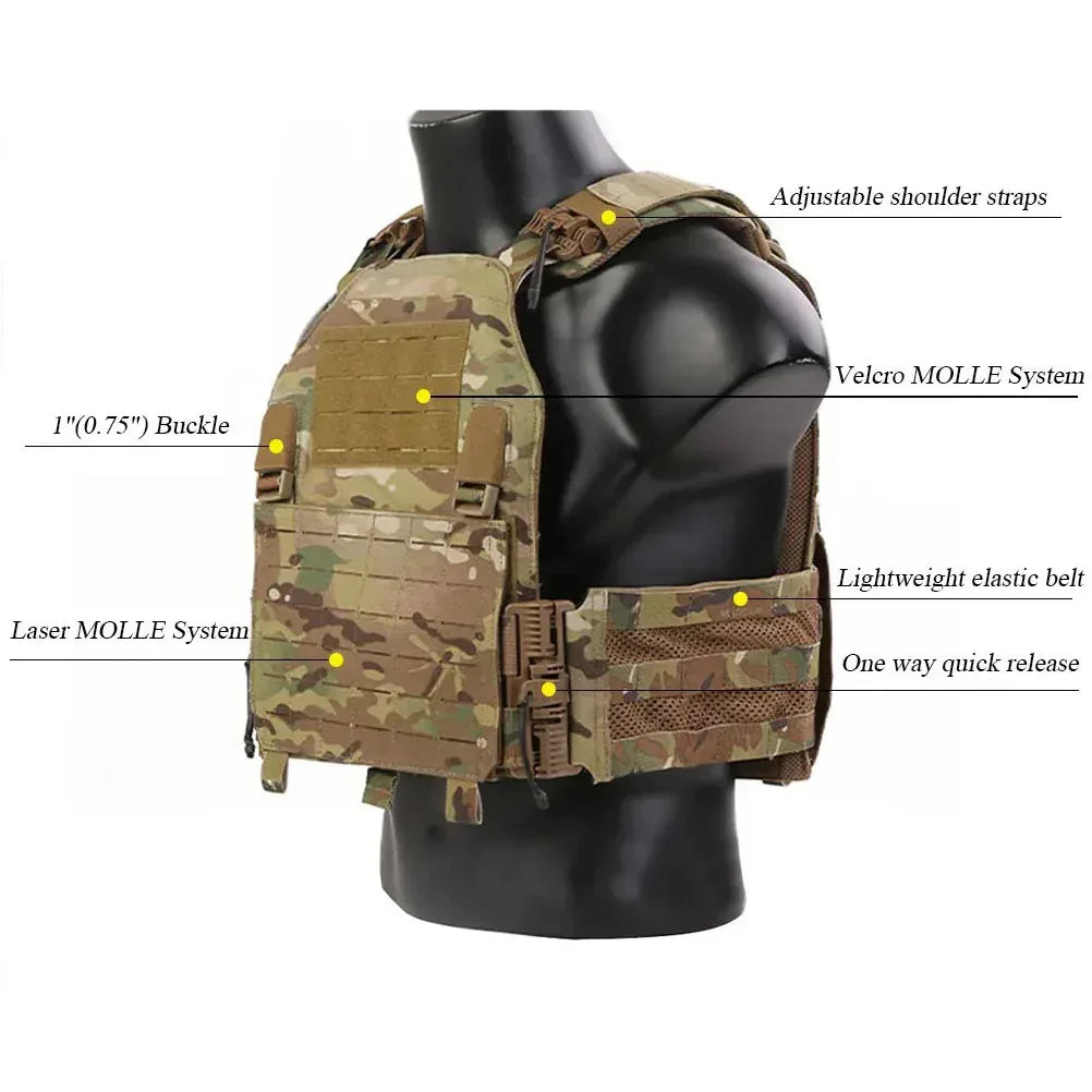 سترة تكتيكية EMERSONGEAR LAVC Assault MOLLE حامل لوحات دروع واقية للجسم