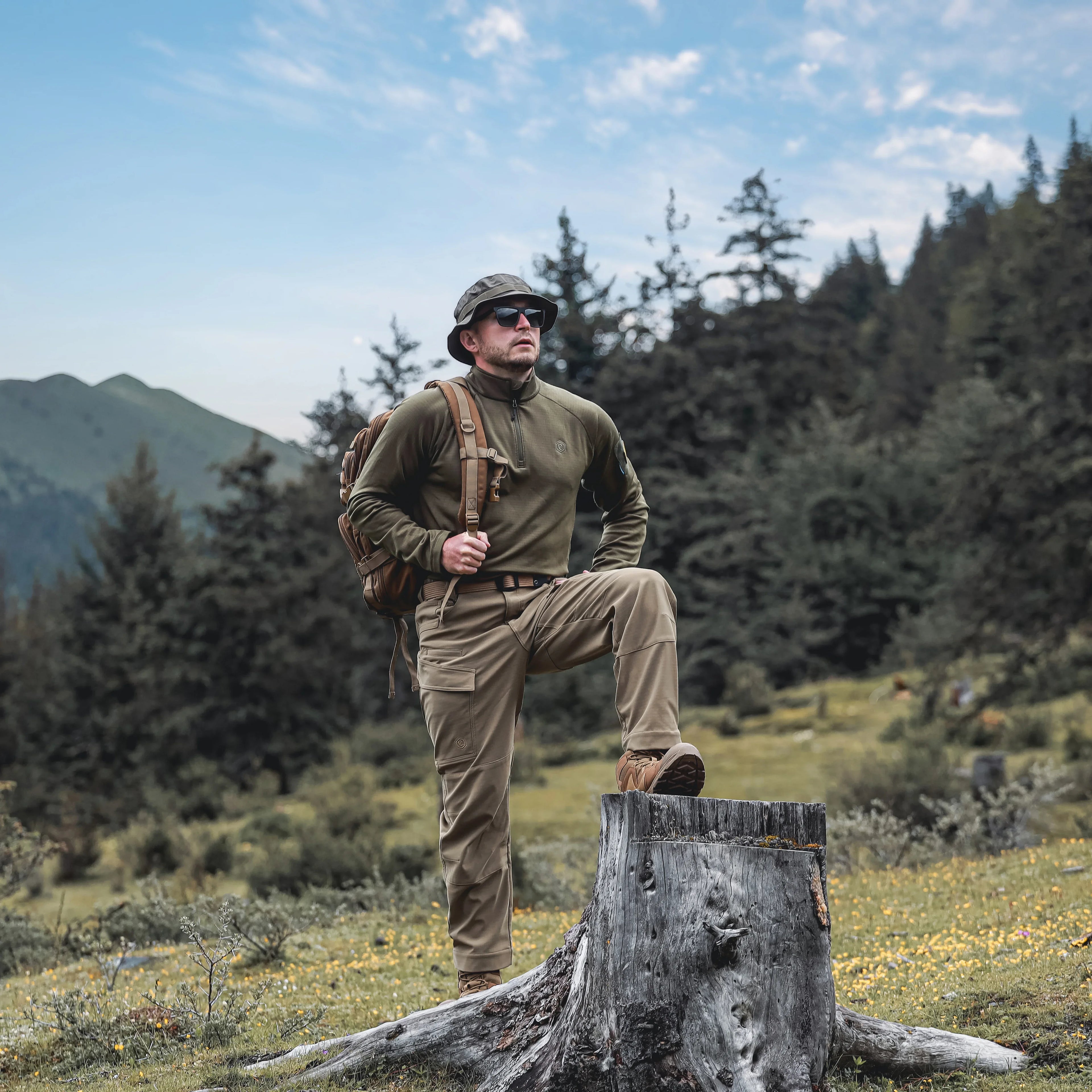 EMERSONGEAR Blue Label سويت شيرت بقبعة "ستيلث" بأكمام طويلة قمصان تكتيكية