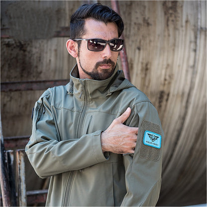 SINAIRSOFT Men's Tactical Soft Shell Polyester Windbreaker Coat