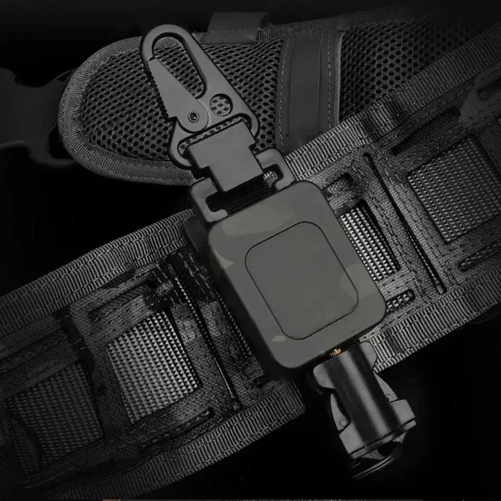 حلقة مفاتيح من الصلب المعدني التكتيكي قابل للسحب من SINAIRSOFT، سلسلة حبل نايلون، مشبك حزام حلقة مفاتيح