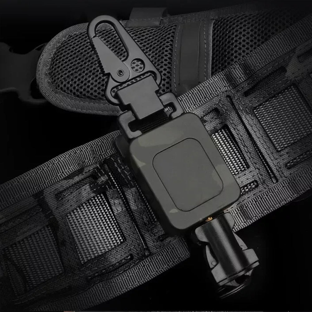 SINAIRSOFT Tactical Retractable Metal Steel Key Ring Chain Nylon Rope Belt Clip Keychain