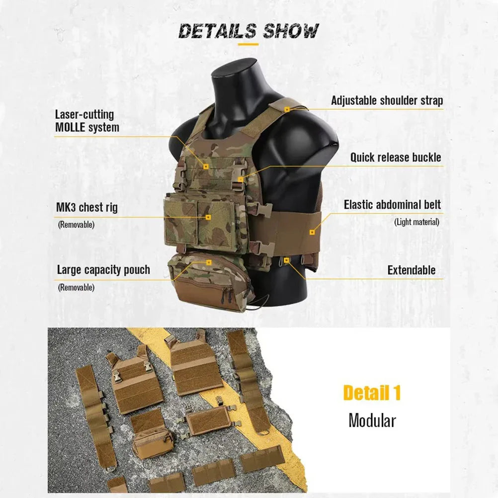 حقيبة Emersongear التكتيكية FCS Slicker Plate Carrier Sack Pouch Micro Fight Chassis Vest