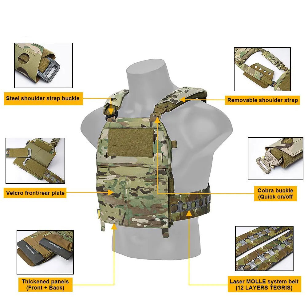 EMERSONGEAR FRO Style V5 Tactical Vest M Plate Carrier Protective Combat Laser Cut