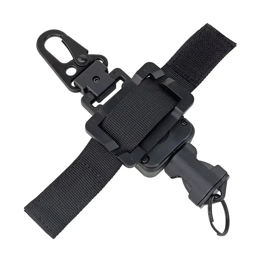 حلقة مفاتيح من الصلب المعدني التكتيكي قابل للسحب من SINAIRSOFT، سلسلة حبل نايلون، مشبك حزام حلقة مفاتيح
