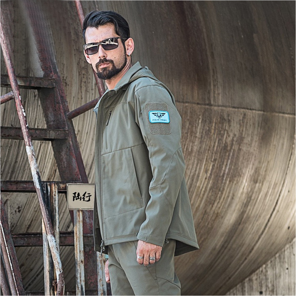 SINAIRSOFT Men's Tactical Soft Shell Polyester Windbreaker Coat