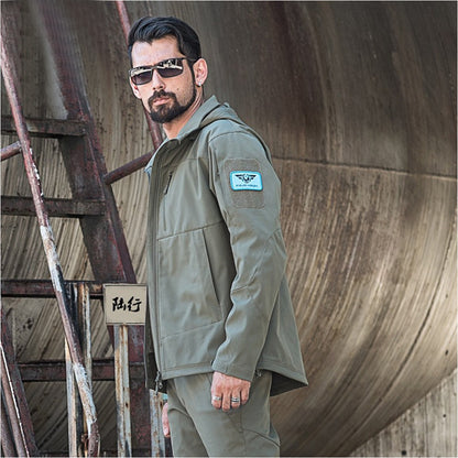 SINAIRSOFT Men's Tactical Soft Shell Polyester Windbreaker Coat