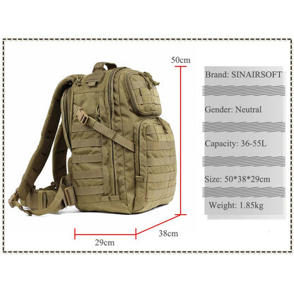 SINAIRSOFT Tactical 55L Outdoor Molle Waterproof Backpack