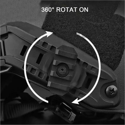 SINAIRSOFT Tactical Helmet Side Rail Flashlight Mount Adapter 360 Degree Rotat