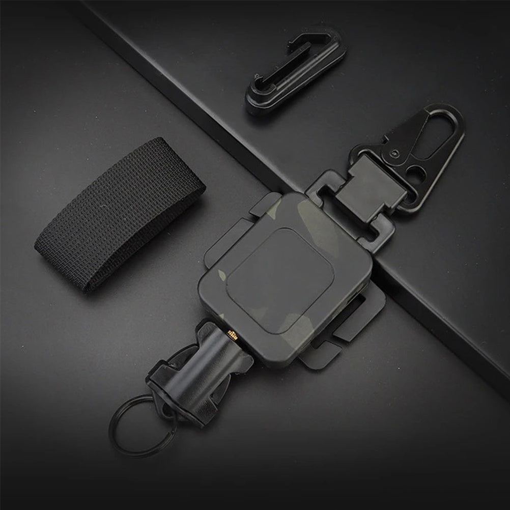 SINAIRSOFT Tactical Retractable Metal Steel Key Ring Chain Nylon Rope Belt Clip Keychain