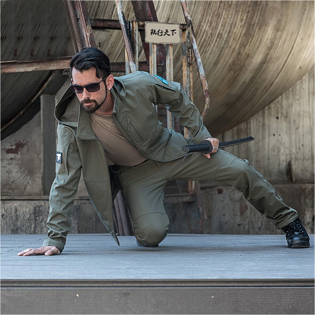 SINAIRSOFT Men's Tactical Soft Shell Polyester Windbreaker Coat