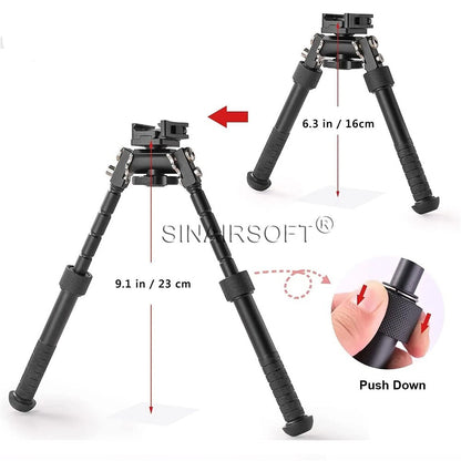 SINAIRSOFT V8 Tactical Hunting Rifle Bipod 6-9" 360° Swivel Bipod