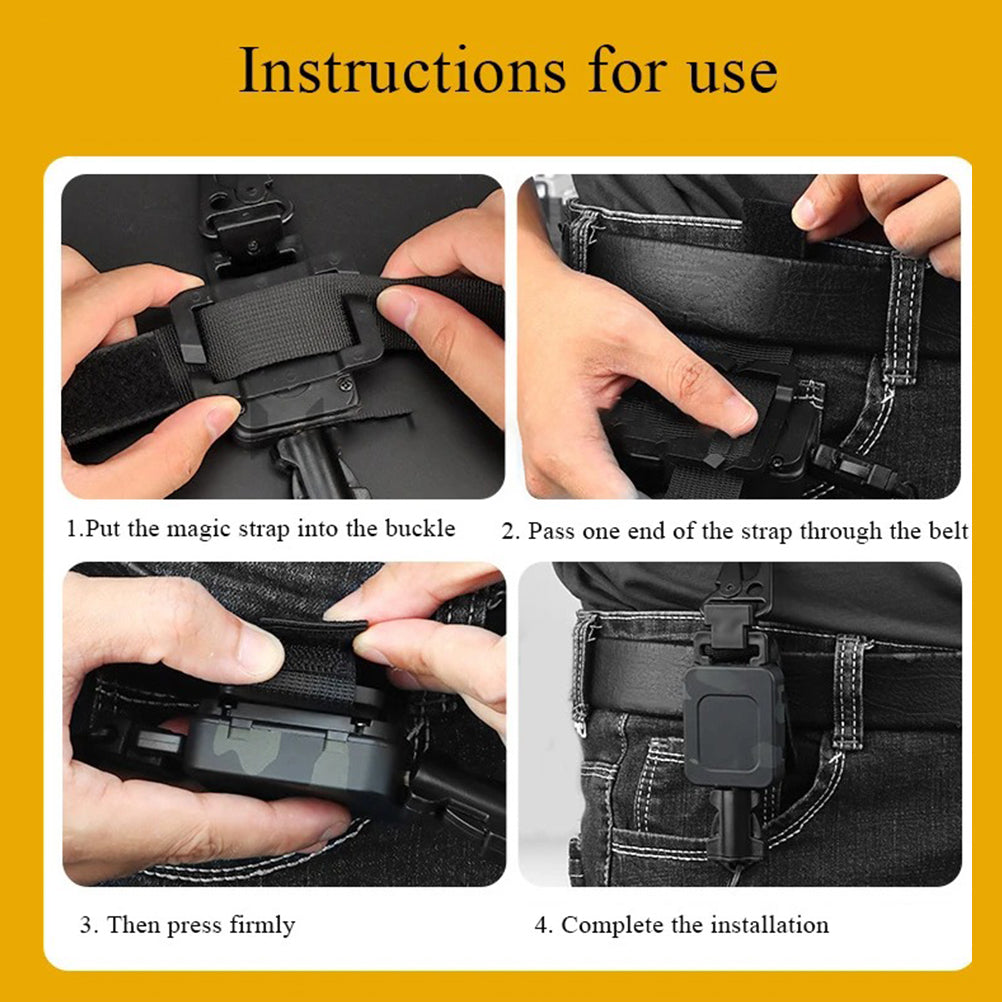 SINAIRSOFT Tactical Retractable Metal Steel Key Ring Chain Nylon Rope Belt Clip Keychain
