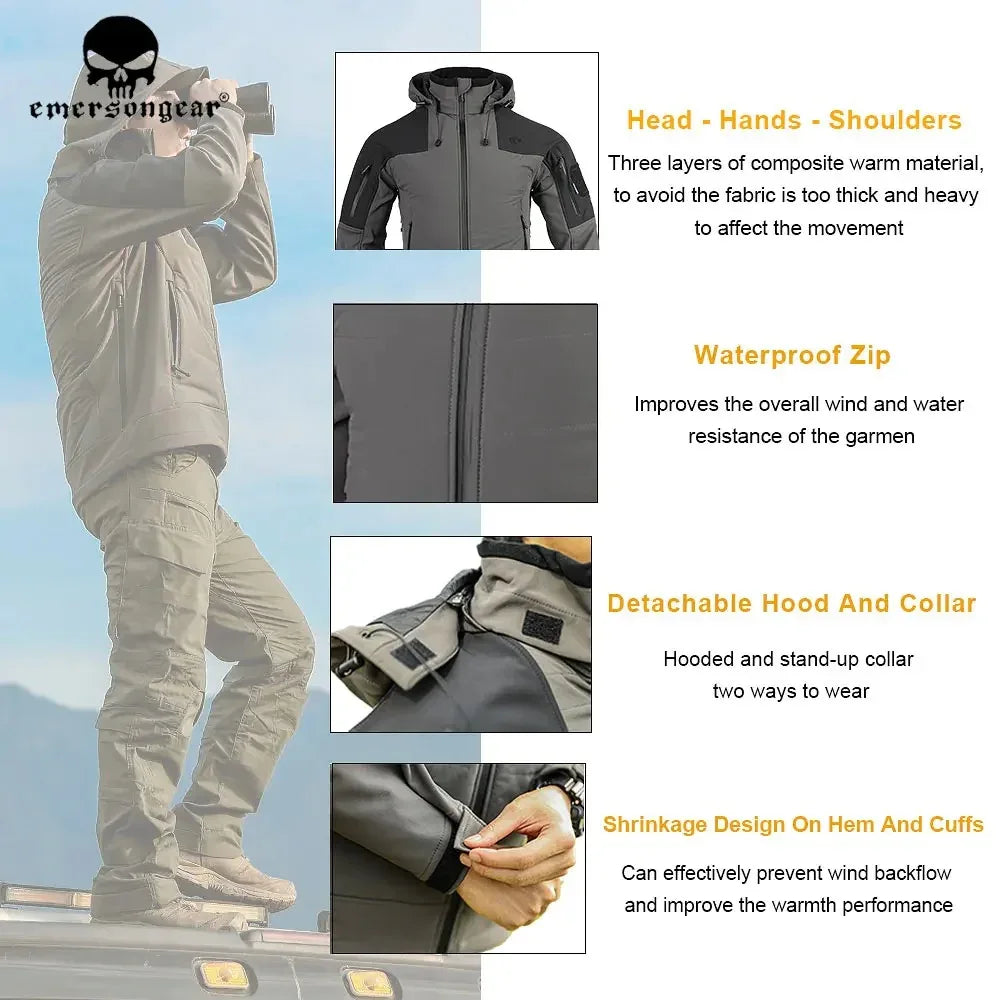 EMERSONGEAR Blue Lable E2 Functional Tech Jacket Men Windproof Waterproof  Coats