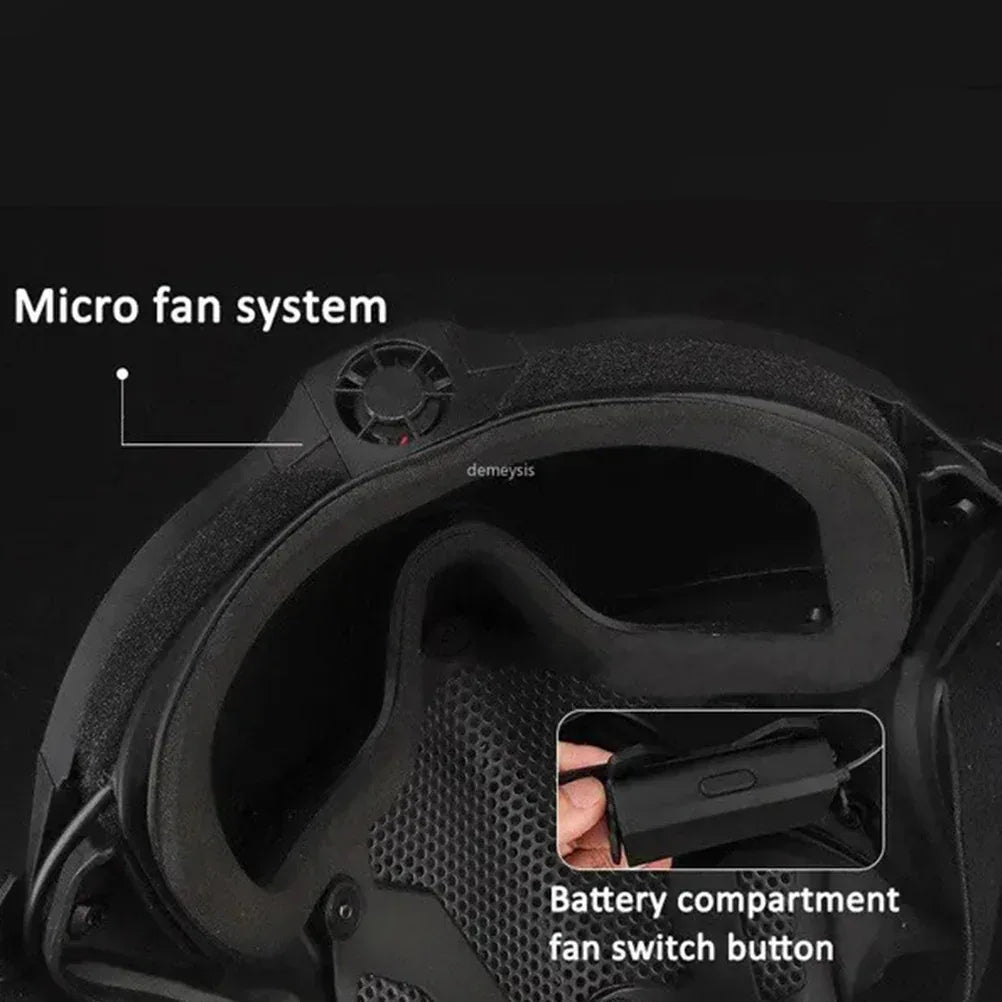 SINAIRSOFT Tactical Hunting Antifog Full Face Mask Fan Goggles Lens + Half Face Mask Set