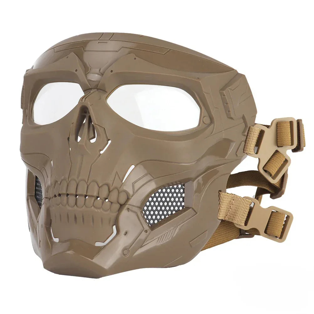 قناع SINAIRSOFT Skull التكتيكي للعبة الأيرسوفت، قناع وجه كامل واقٍ CS للخوذة