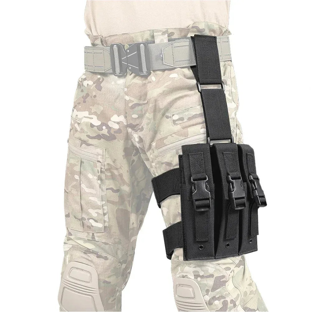 جراب مجلة الساق التكتيكي من SINAIRSOFT، حامل ثلاثي للمجلات، حقيبة فخذ بمشبك