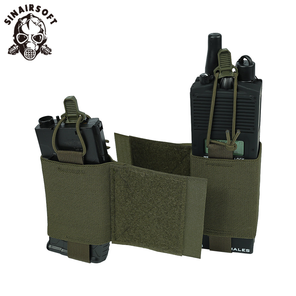 SINAIRSOFT Tactical Side Radio Pouch 2PCS Walkie Talkies Elastic Mag Pouch for Vest