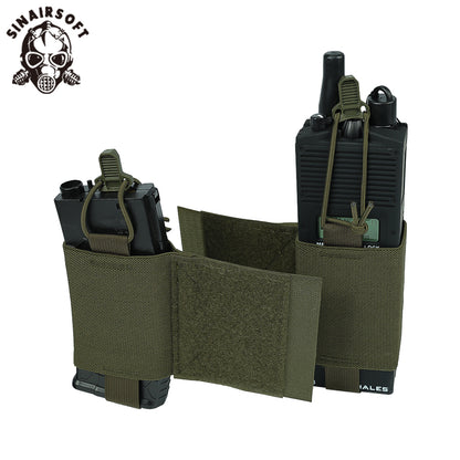 SINAIRSOFT Tactical Side Radio Pouch 2PCS Walkie Talkies Elastic Mag Pouch for Vest