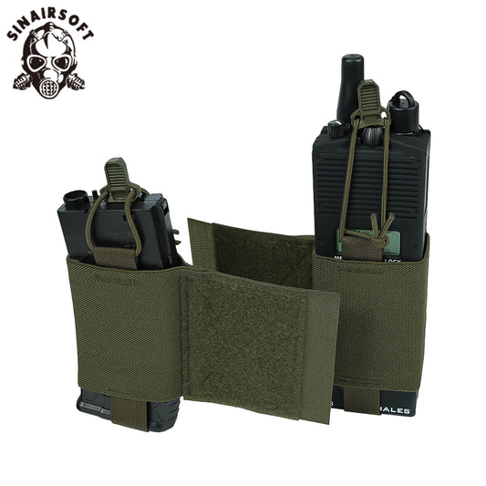 SINAIRSOFT Tactical Side Radio Pouch 2PCS Walkie Talkies Elastic Mag Pouch for Vest
